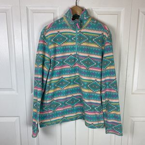Chubbies L Fleece Sweatshirt 1/4 Zip Pullover Aztec Tribal Western Mock Neck